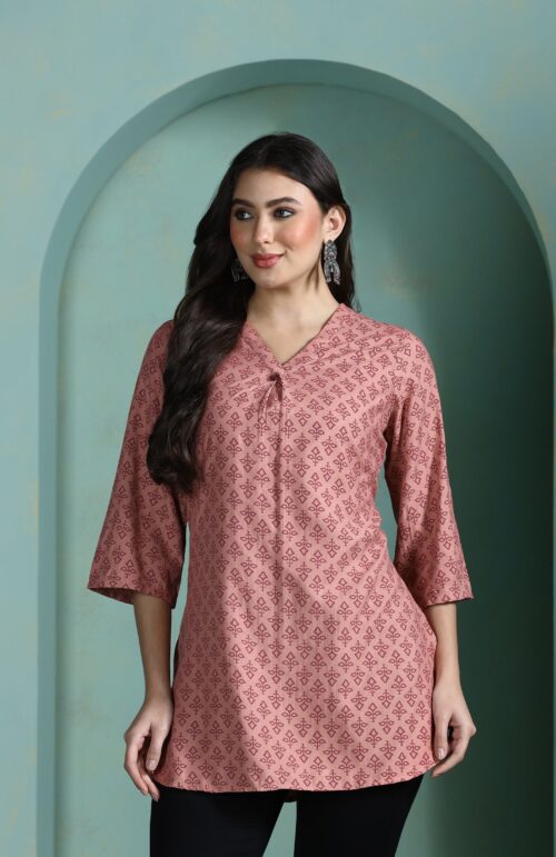 Women Liva Pink Printed Tunic