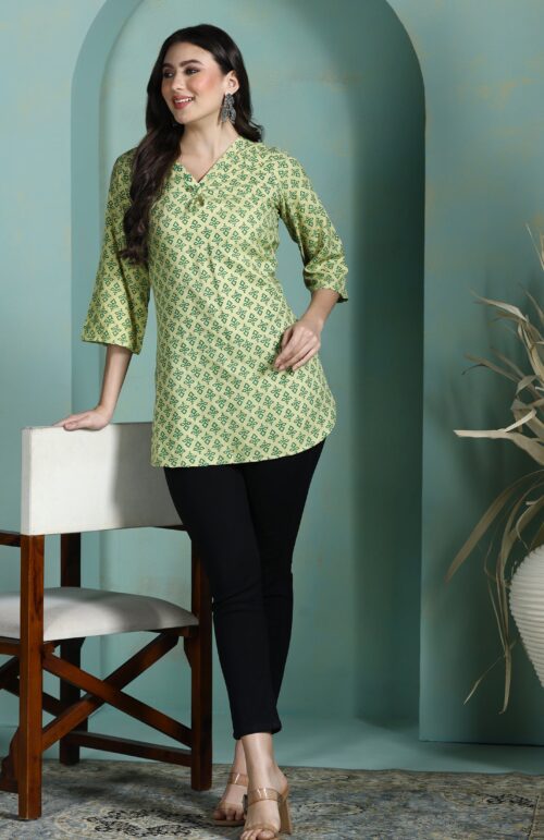Women Liva Green Printed Tunic